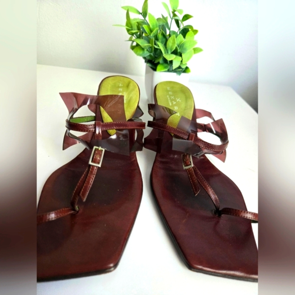 🚚Brown Leather Sandals with Geometric Straps